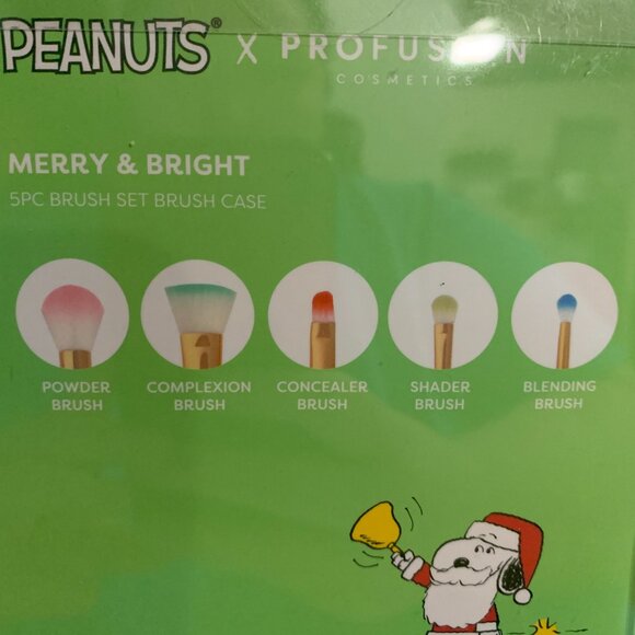 Peanuts x Profusion Cosmetic 5 Makeup Brush Set Holder Brushes Case Snoopy - Picture 6 of 8